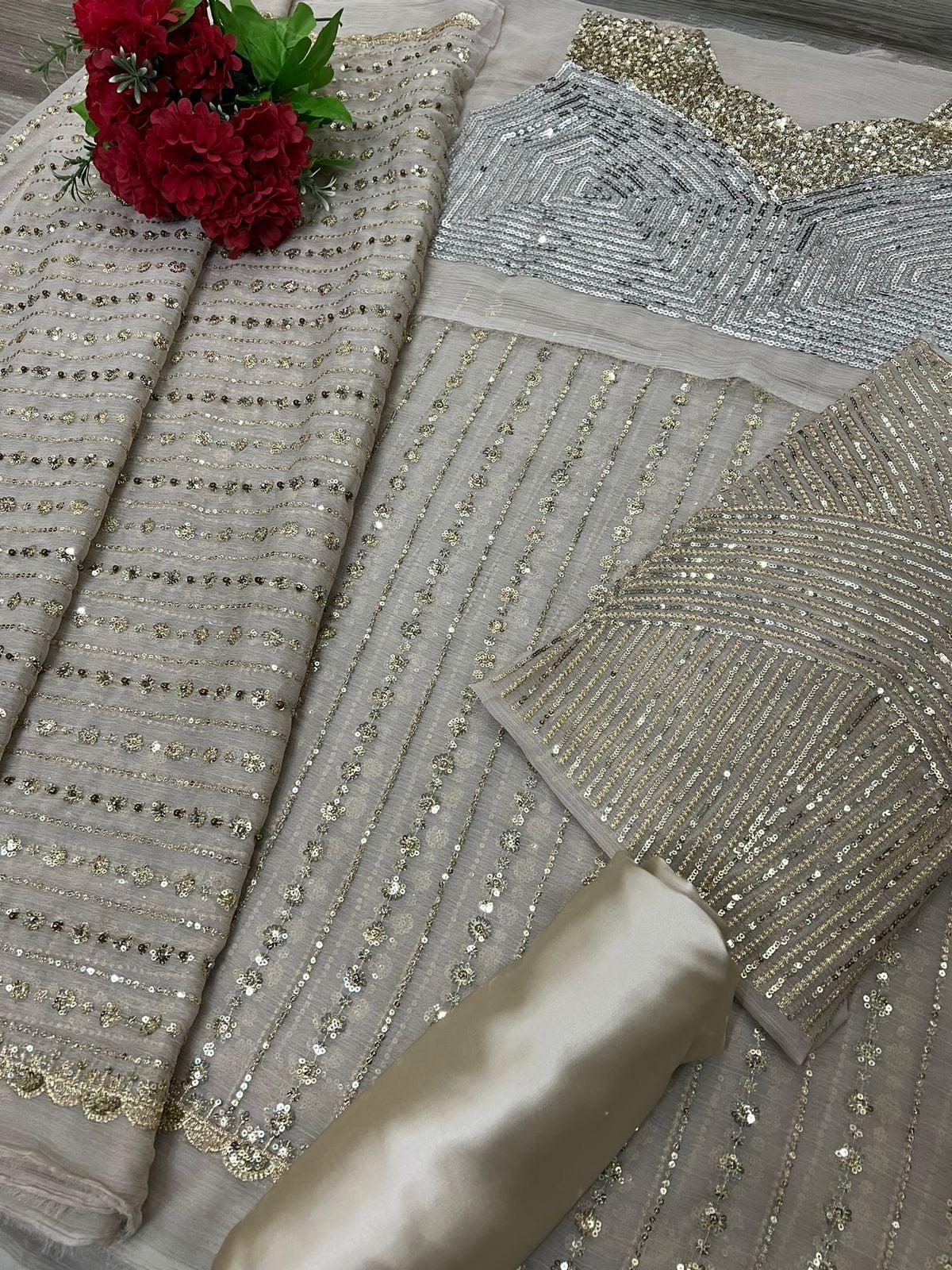 Iqra Kanwal Chiffon Saree-Bridal Suits-Replica Zone