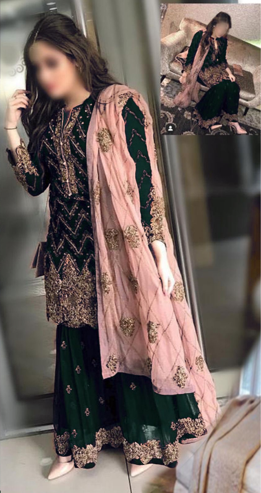 Kashees Chiffon Suit-Replica Suits-Replica Zone