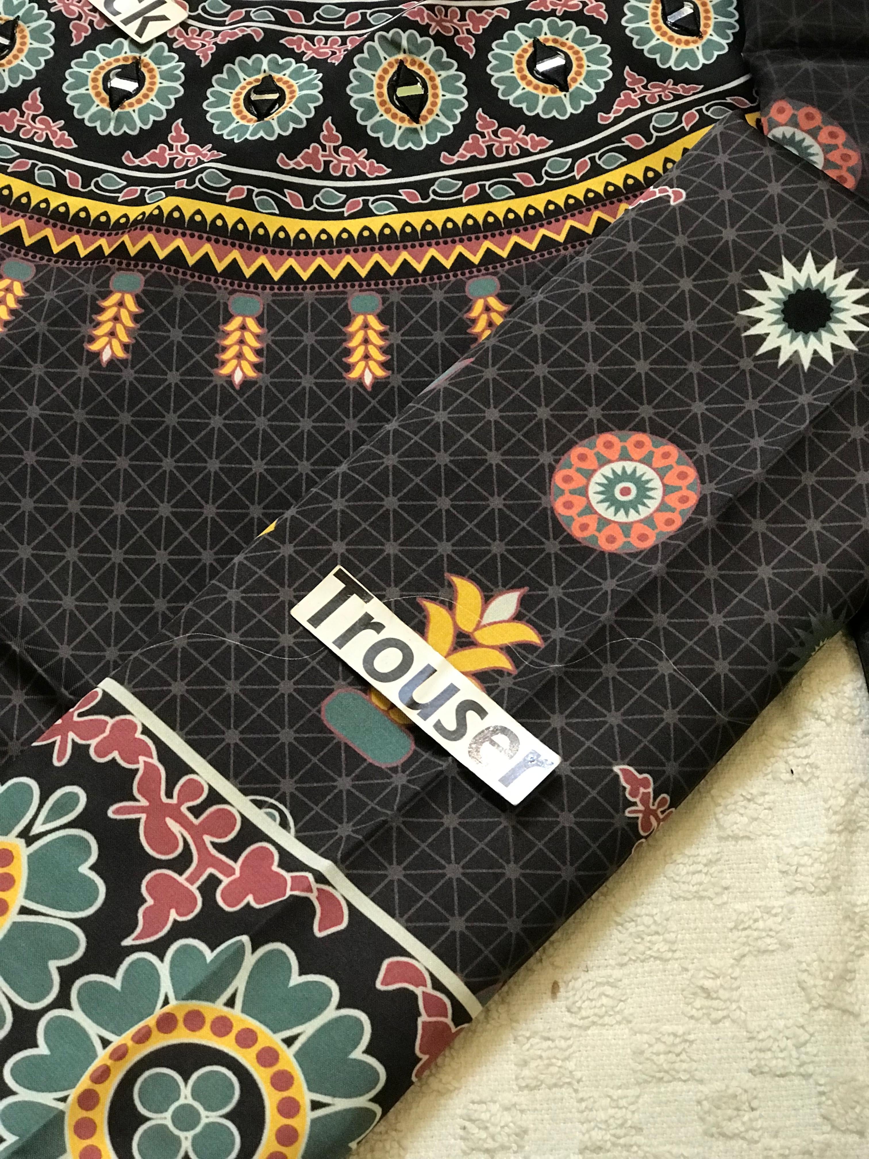 Khaddi Black Silk Suit-Replica Suits-Replica Zone