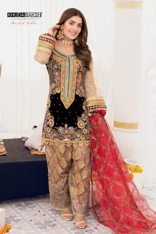 Khuda Buksh Chiffon Suit-Replica Suits-Replica Zone