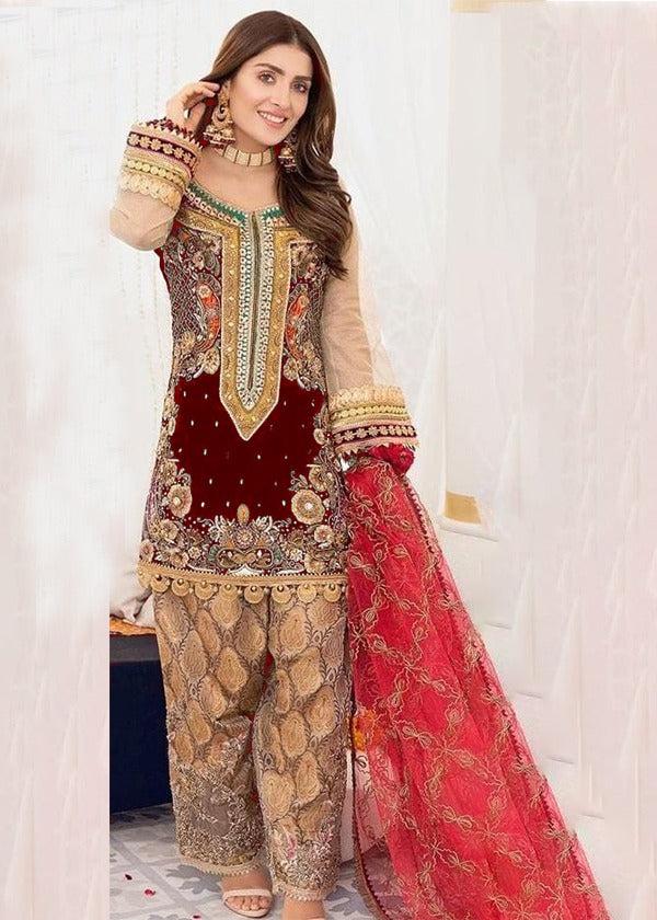 Khuda Buksh-Maroon-Chiffon-Replica Zone