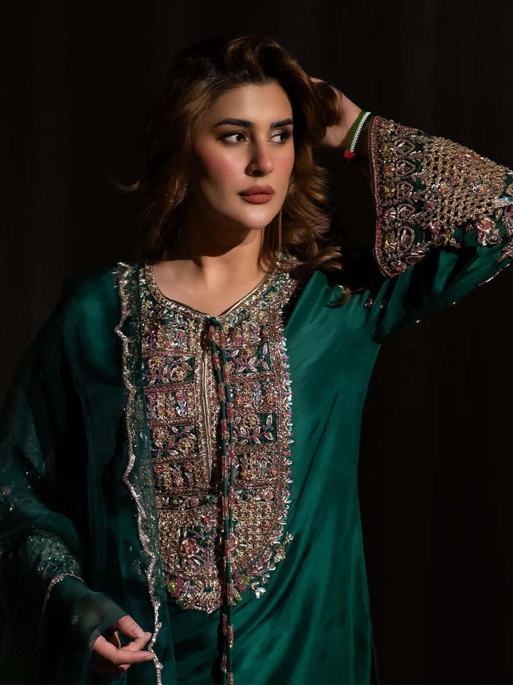 Kubra Khan Silk Suit-Replica Suits-Replica Zone