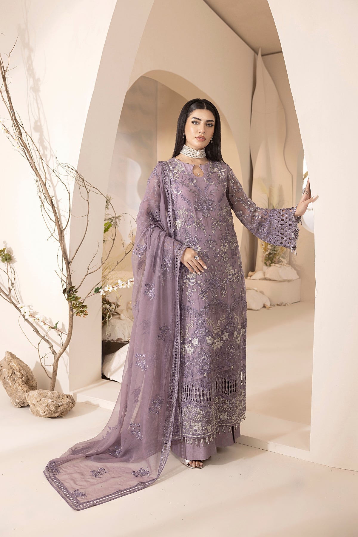 Lavish Chiffon Suit-Replica Suits-Replica Zone