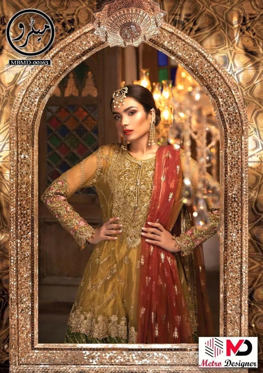 Maria B Chiffon Bridal Suit-Replica Suits-Replica Zone