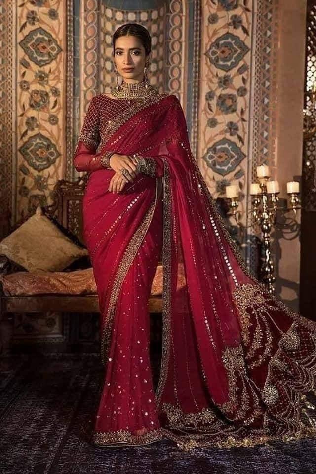 Maria B Chiffon Saree-Bridal Suits-Replica Zone