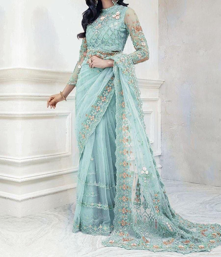 Maria B Net Saree-Bridal Suits-Replica Zone