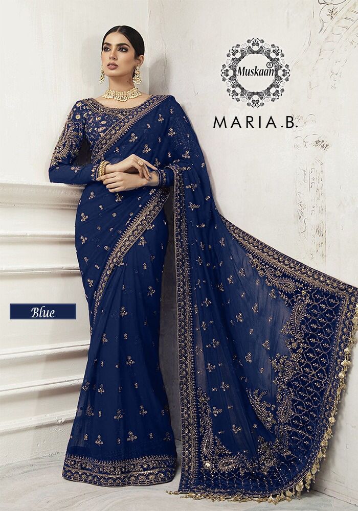 Maria B Net Saaree-Bridal Suits-Replica Zone