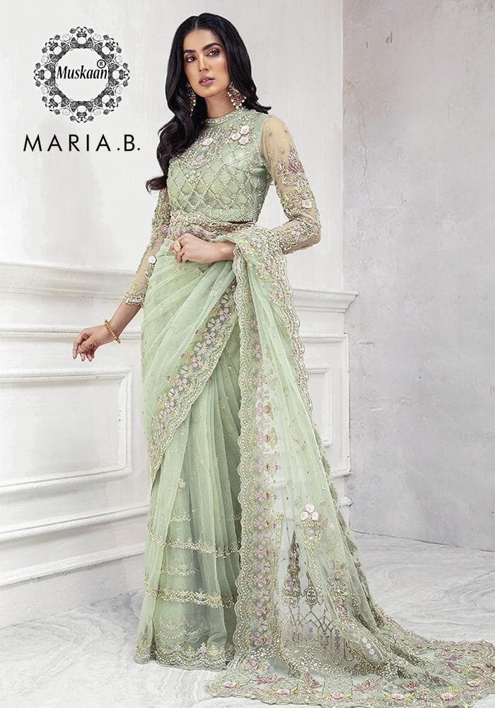 Maria B Net Saaree-Bridal Suits-Replica Zone