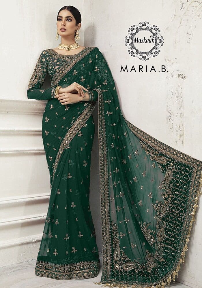 Maria B Net Saaree-Bridal Suits-Replica Zone