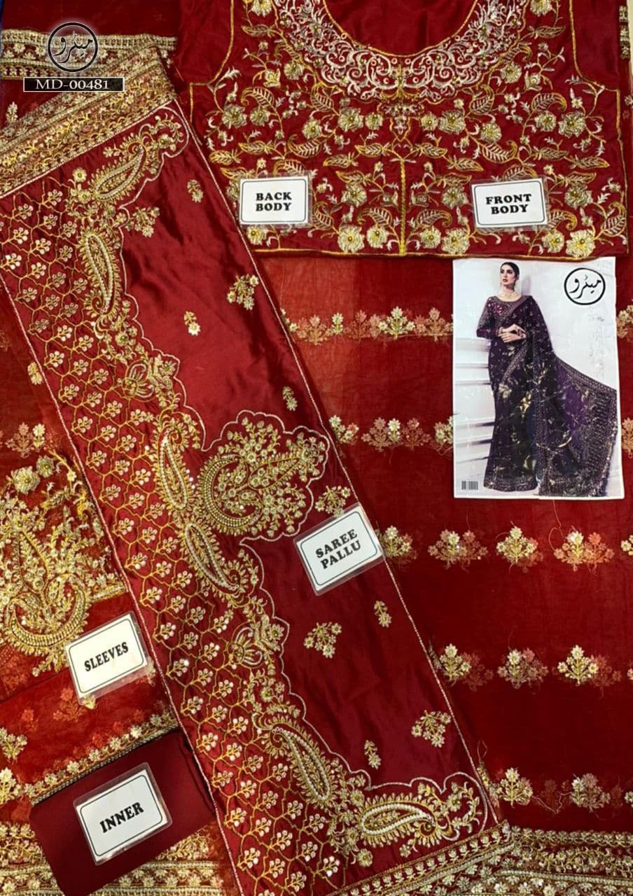 Maria B Net Saaree-Bridal Suits-Replica Zone