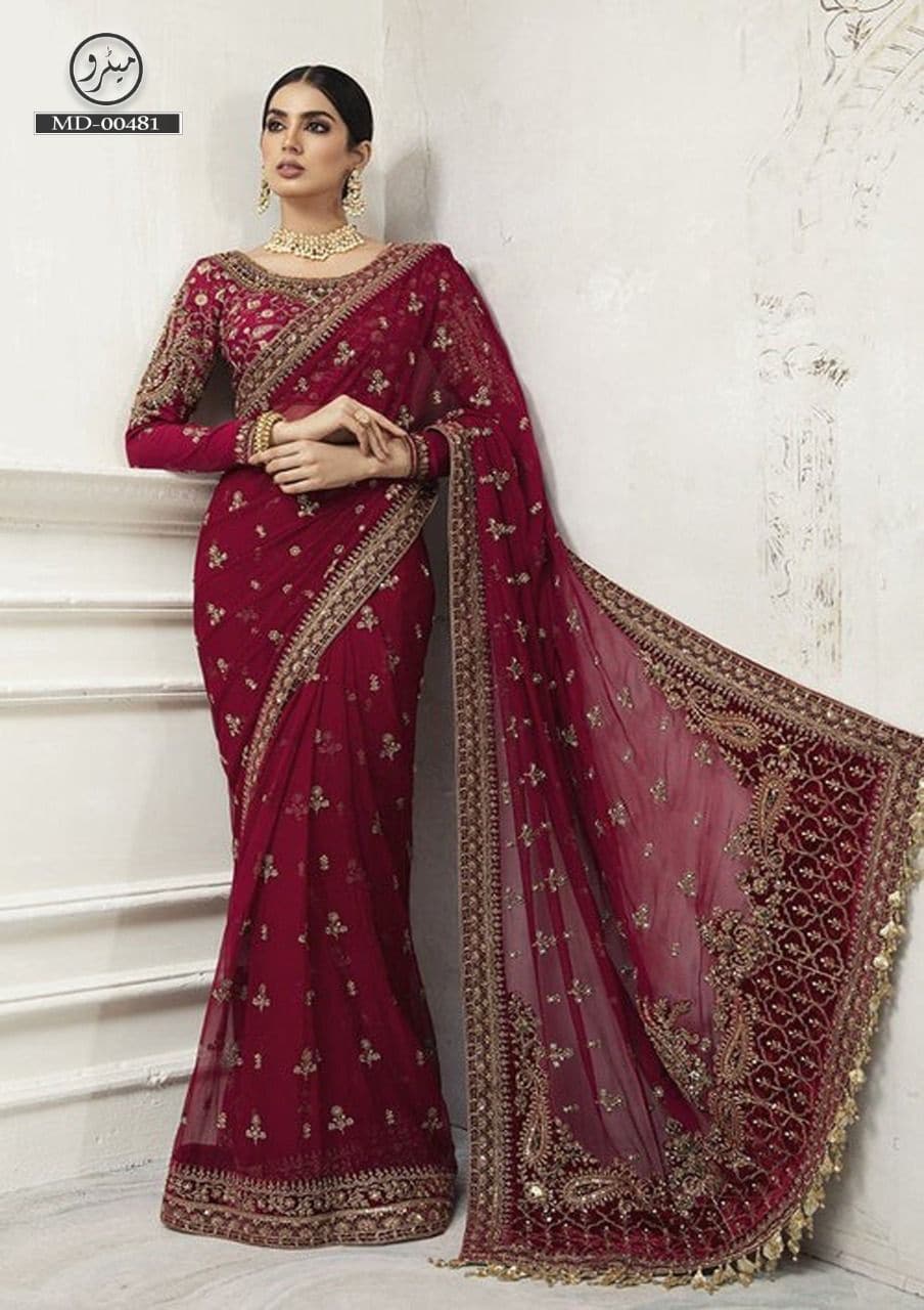 Maria B Net Saaree-Bridal Suits-Replica Zone