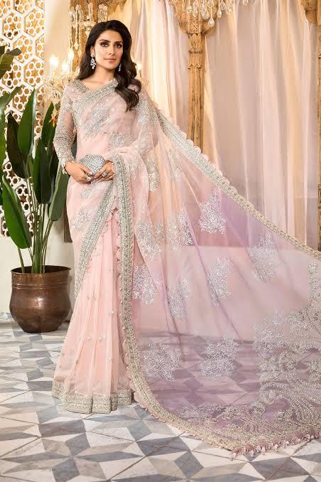 Maria B Net Saree-Bridal Suits-Replica Zone