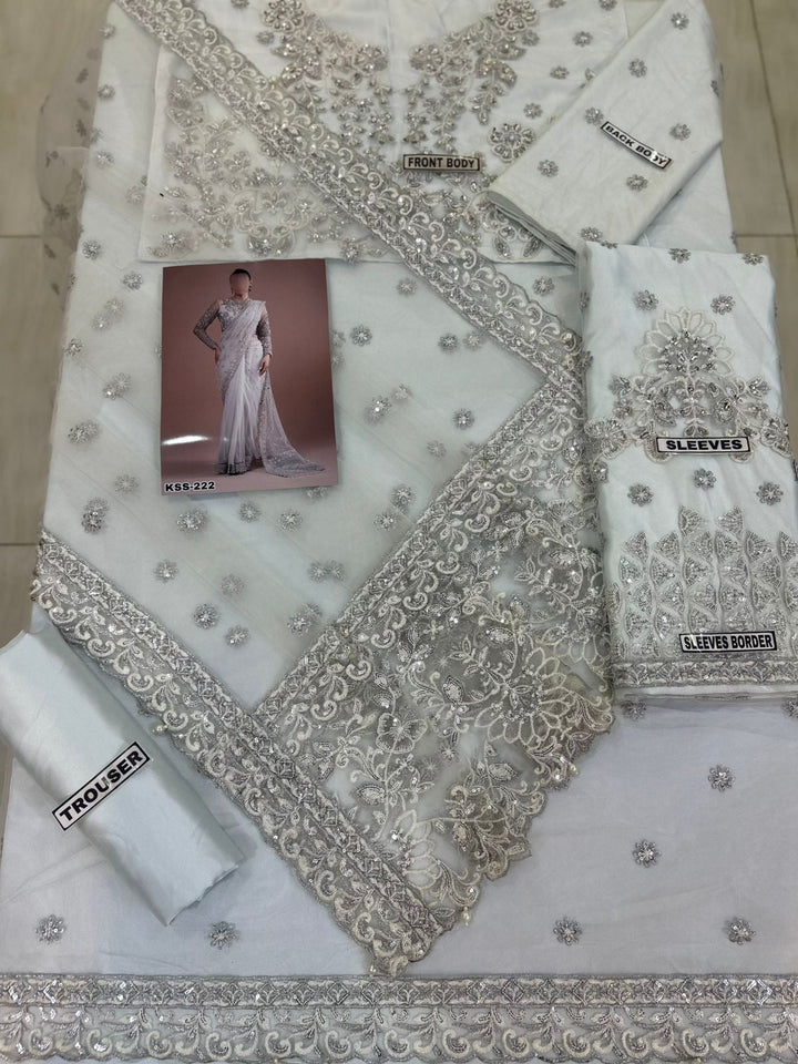 Maria B Net Saree-Bridal Suits-Replica Zone