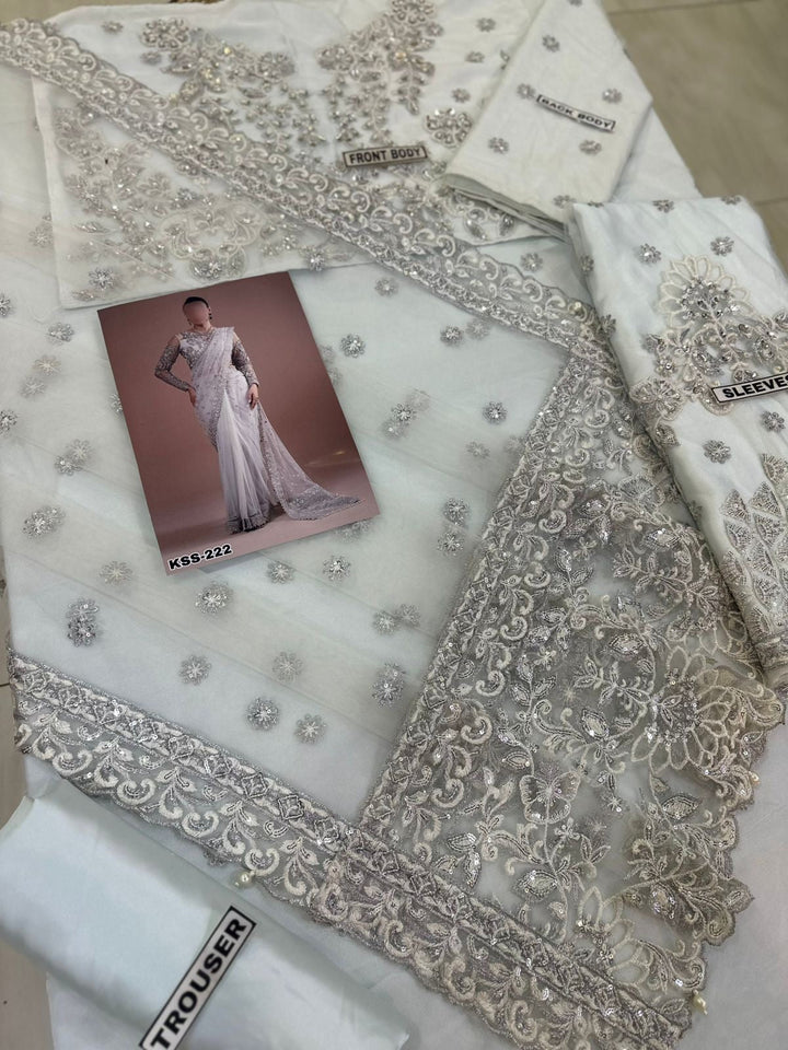 Maria B Net Saree-Bridal Suits-Replica Zone