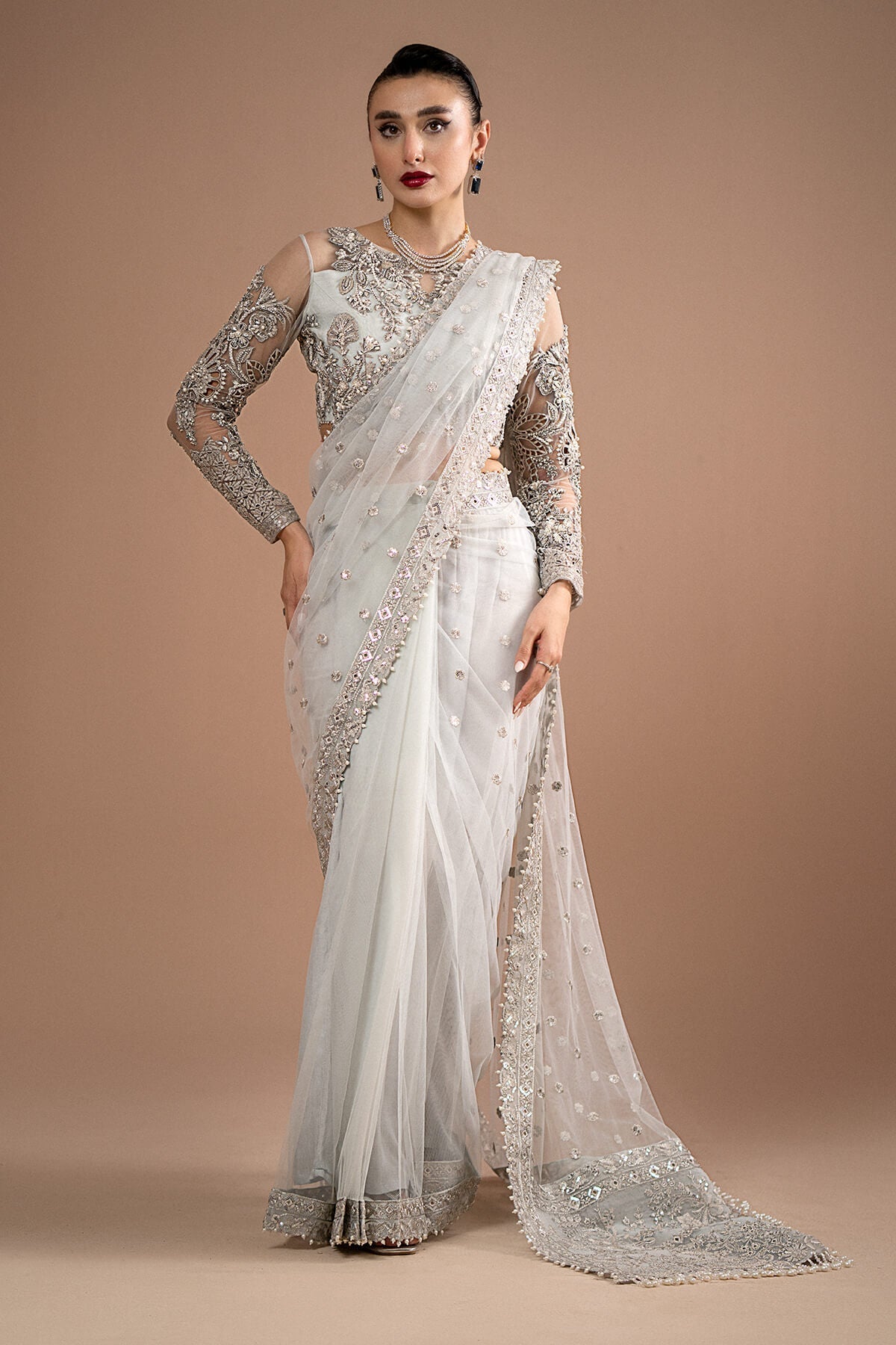 Maria B Net Saree-Bridal Suits-Replica Zone