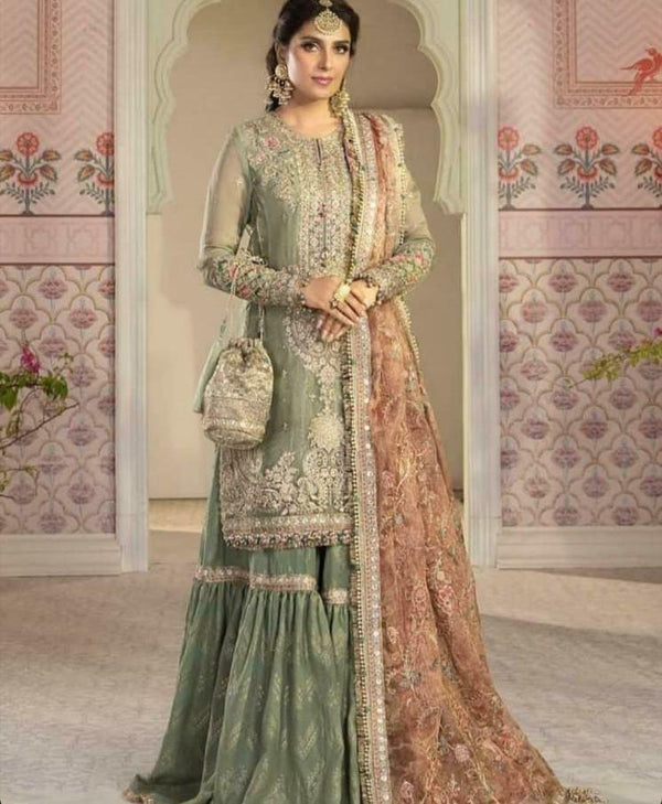 Maria B Organza Gharara-Bridal Suits-Replica Zone