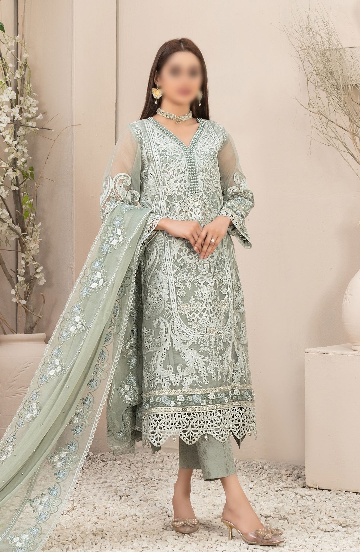 Maria B Organza Suit-Replica Suits-Replica Zone