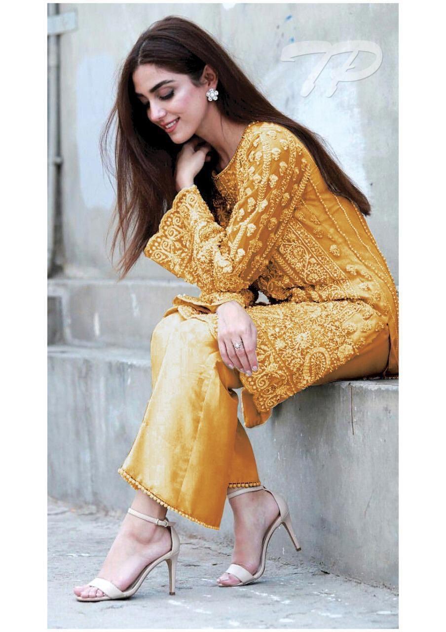 Maya Ali Organza Suit-Replica Suits-Replica Zone