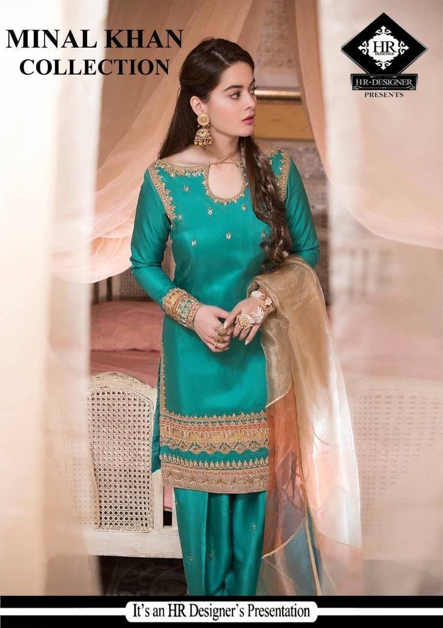 Minal Khan Chiffon Suit-Replica Suits-Replica Zone