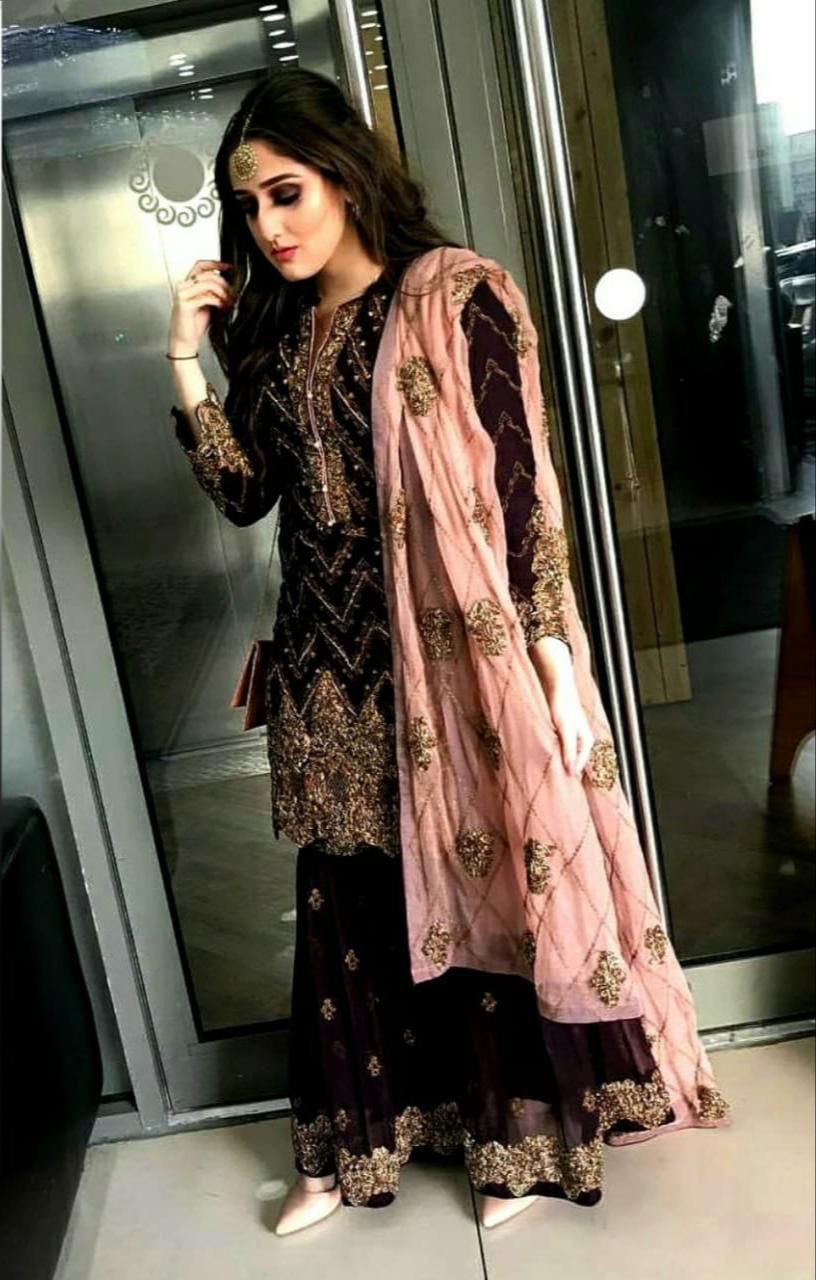 Party Wear Chiffon Suit-Replica Suits-Replica Zone