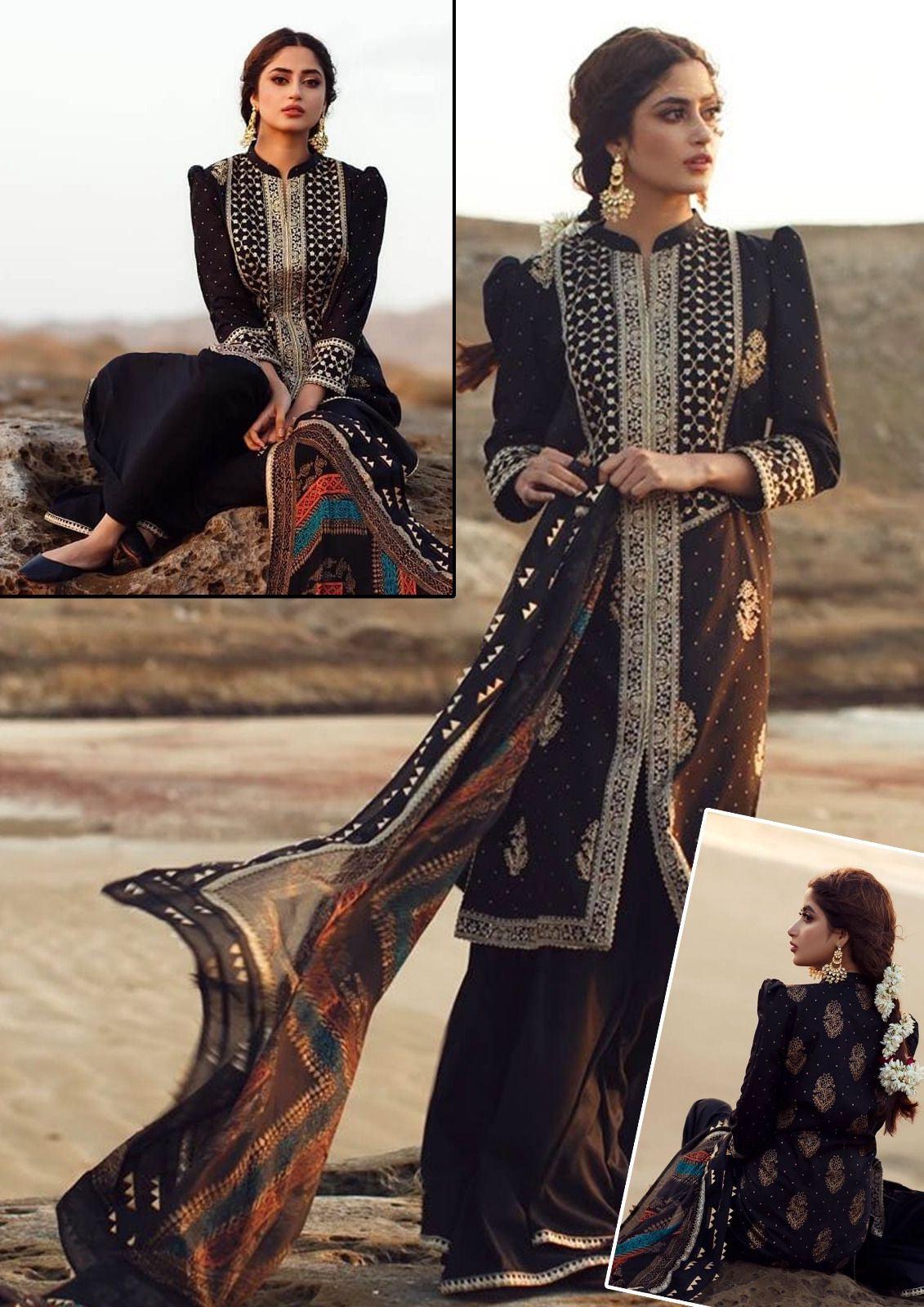 Qalamkar Chiffon Suit-Replica Suits-Replica Zone