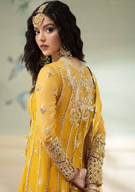 Qalamkar Net Frock-Bridal Suits-Replica Zone