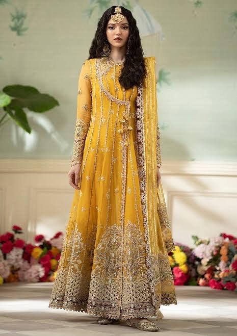 Qalamkar Net Frock-Bridal Suits-Replica Zone