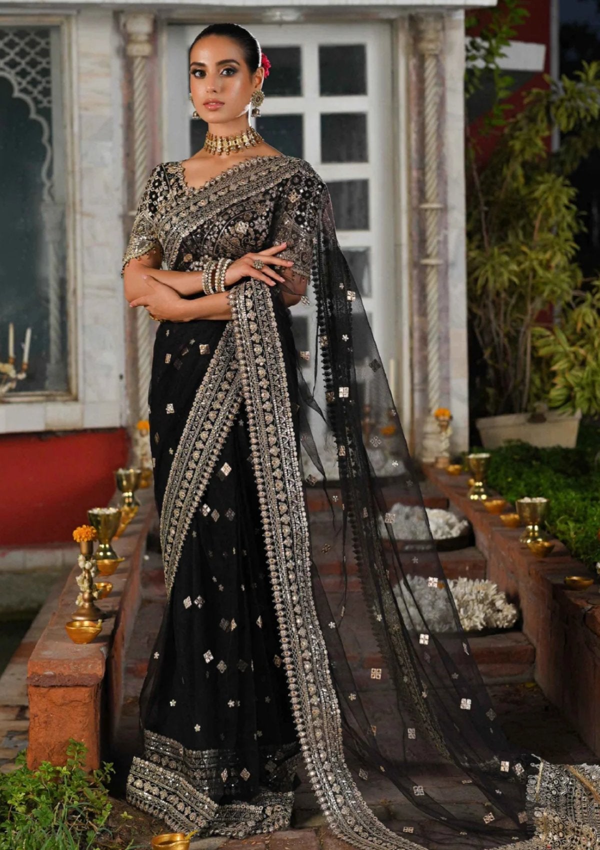 Qalamkar Net Saree-Bridal Suits-Replica Zone