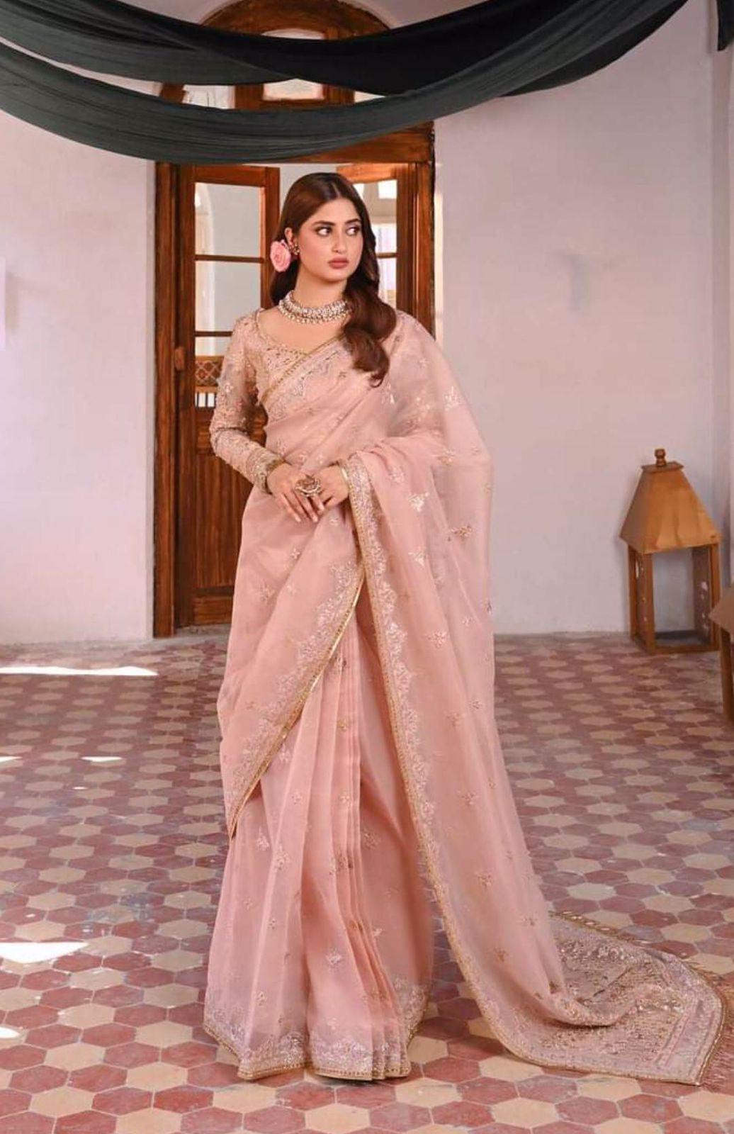 Qalamkar Net Saree-Bridal Suits-Replica Zone