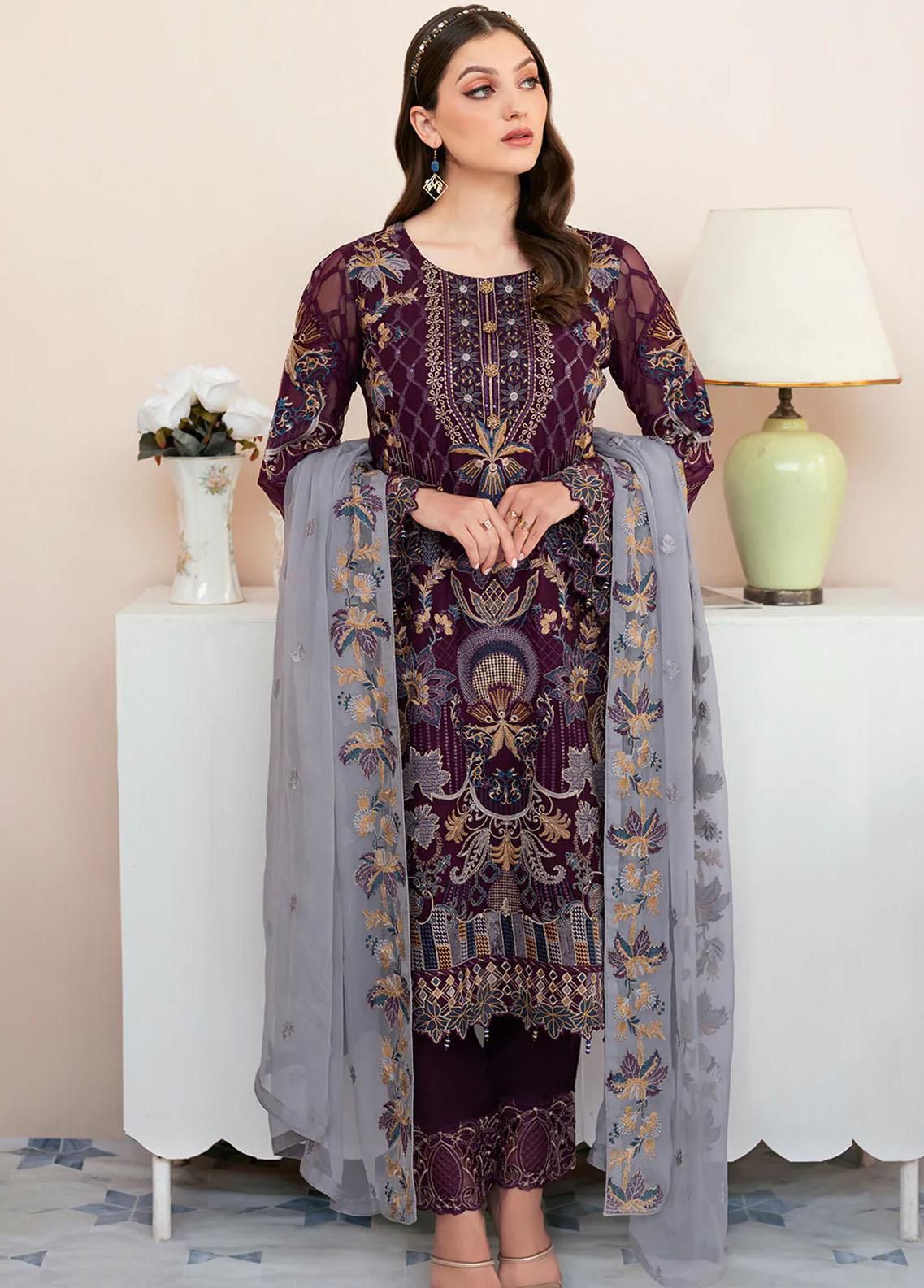 Ramsha Chiffon Suit-Replica Suits-Replica Zone