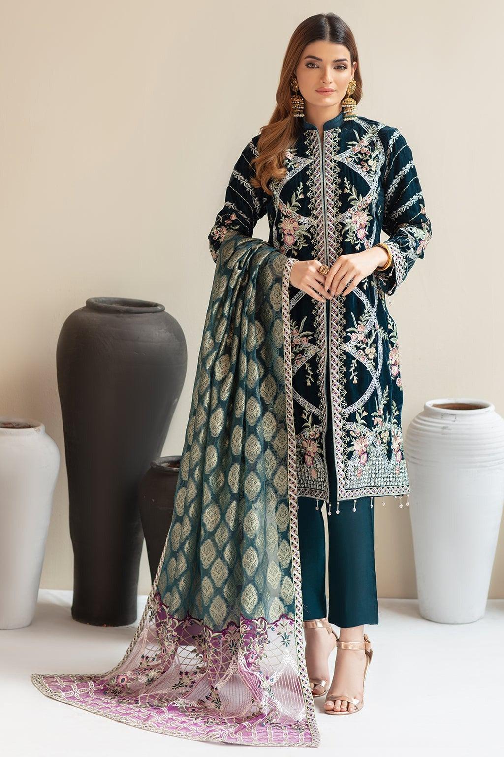 Ramsha Velvet Suit-Replica Suits-Replica Zone