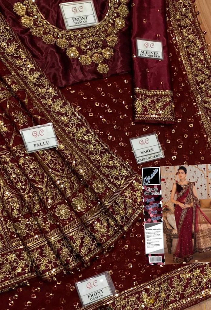 Sadia Asad Net Saree-Bridal Suits-Replica Zone