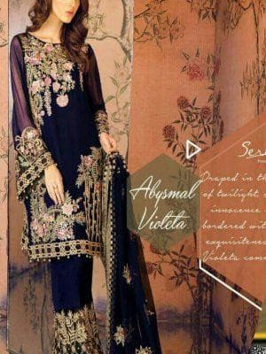 Serene Navy Chiffon Suit-Replica Suits-Replica Zone