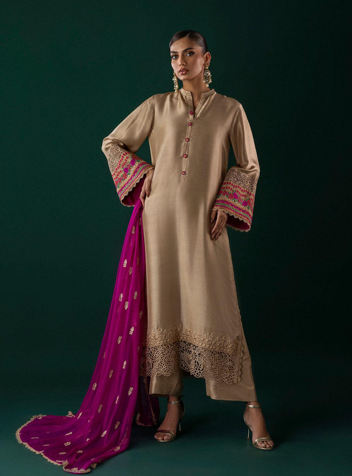 Zainab Chottani Silk Suit-Replica Suits-Replica Zone