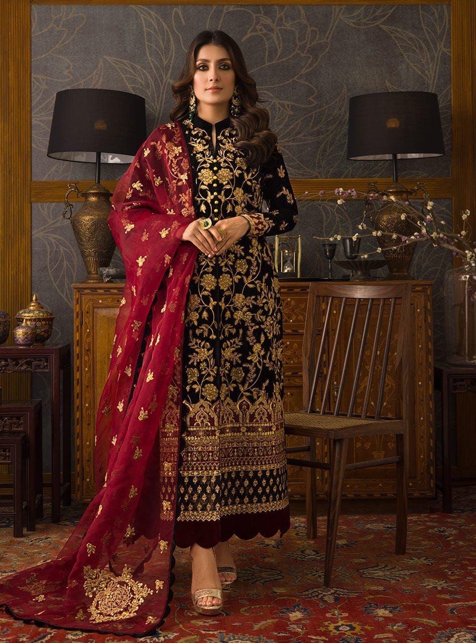 Zainab Chottani Velvet Suit-Replica Suits-Replica Zone