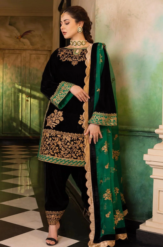 Zainab Chottani Velvet Suit-Replica Suits-Replica Zone