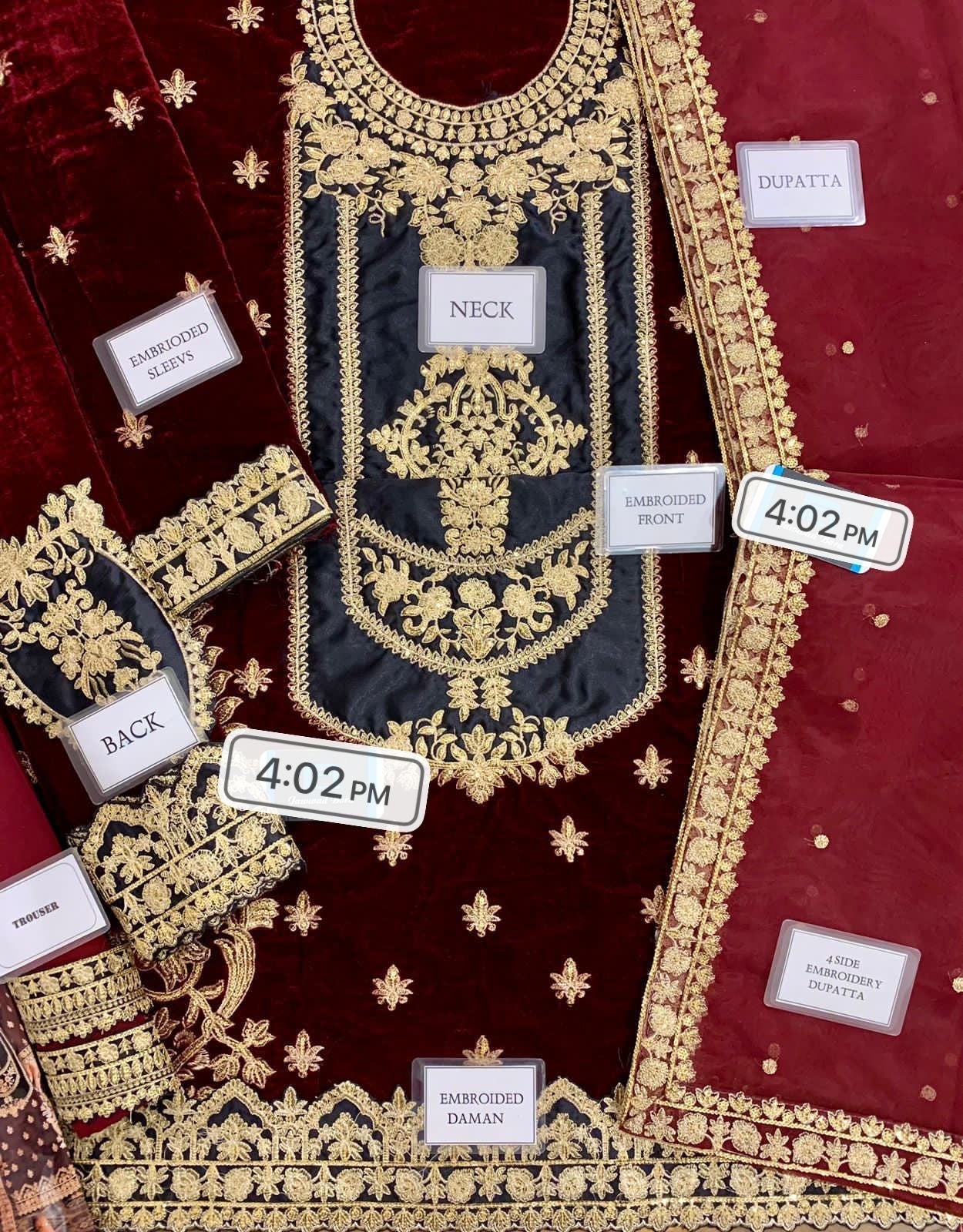 Zainab Chottani Velvet Suit-Replica Suits-Replica Zone