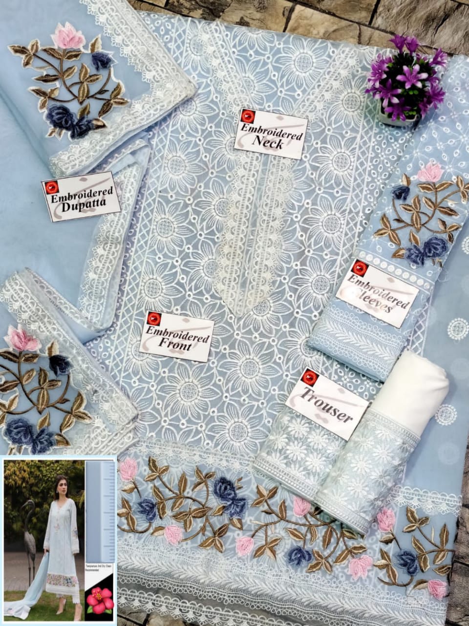 Zarqash-Sky Blue-Organza-Replica Zone